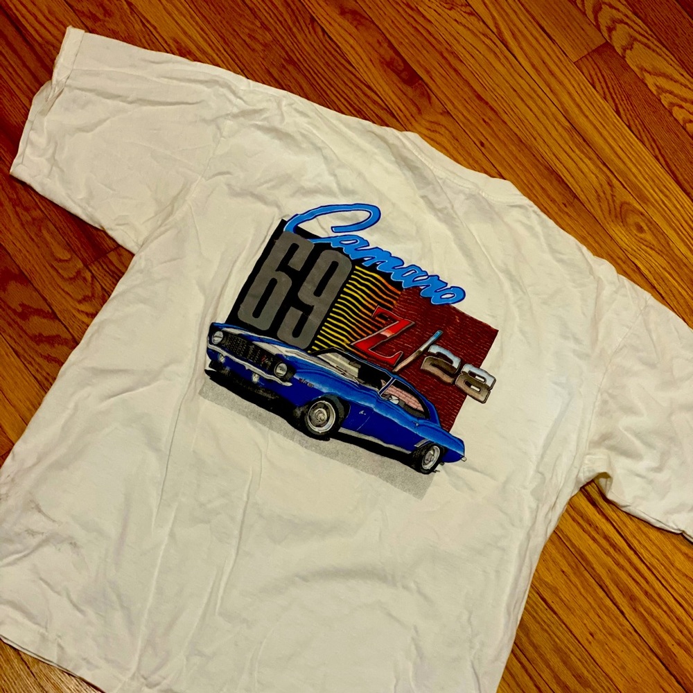 Chevy Camaro graphic t-shirt.